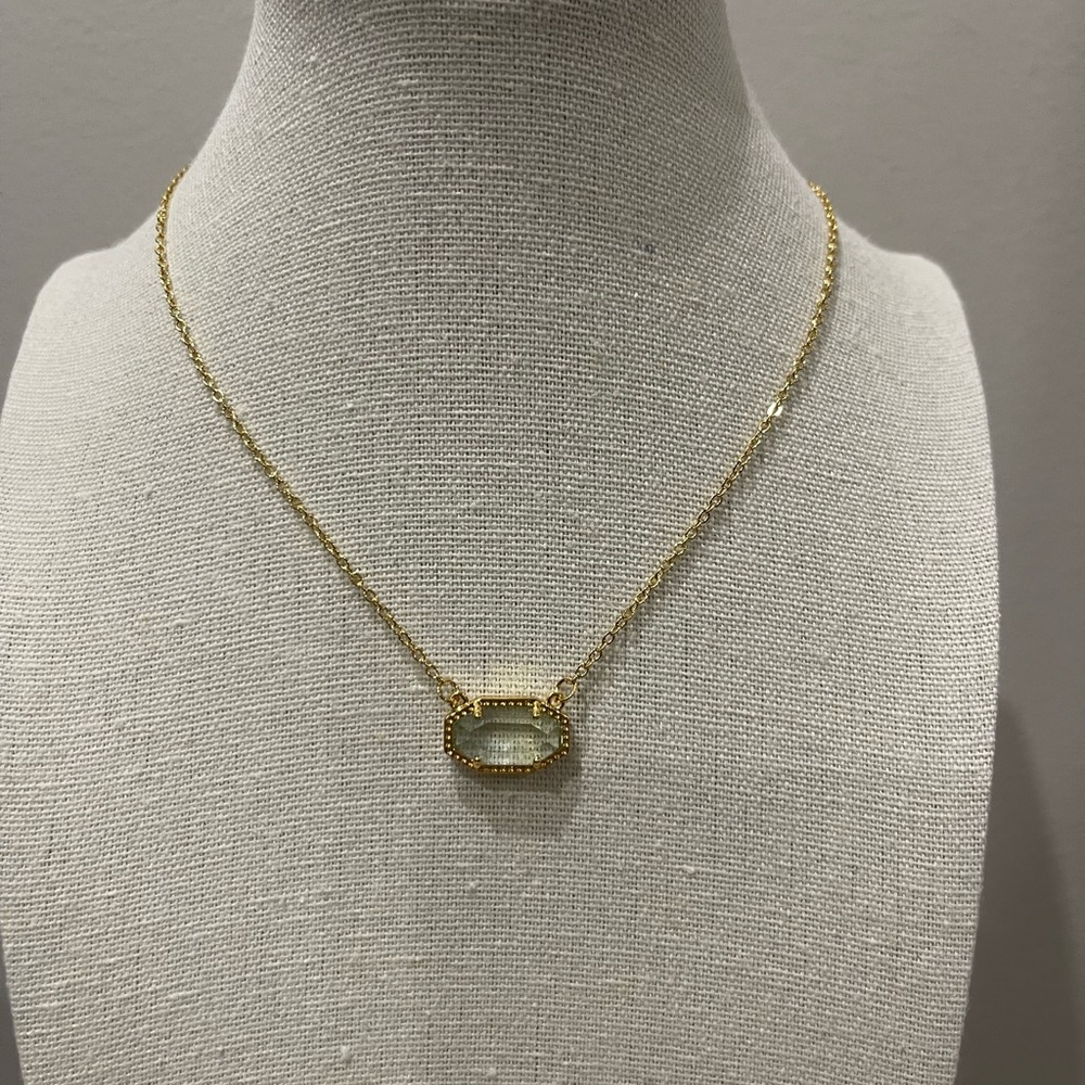 Elegant Gold Necklace with Aquamarine (Courage)-March Birthstone Gemstone, 16”